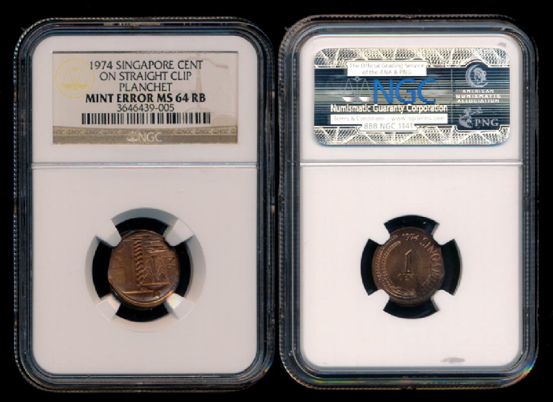 Singapore 1c 1974 mint error NGC MS64RB (1 of 1)