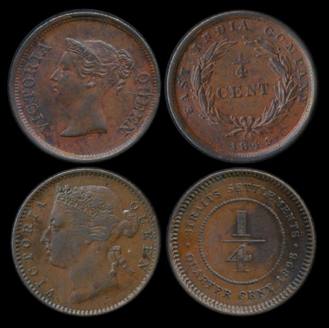 2 Straits Settlements EIC 1/4c 1845-98 (1 of 1)