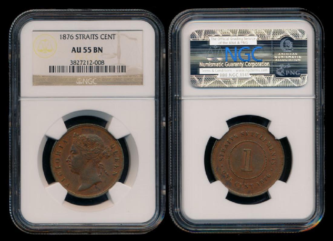 Straits Settlements QV 1c 1876 NGC AU55BN (1 of 1)