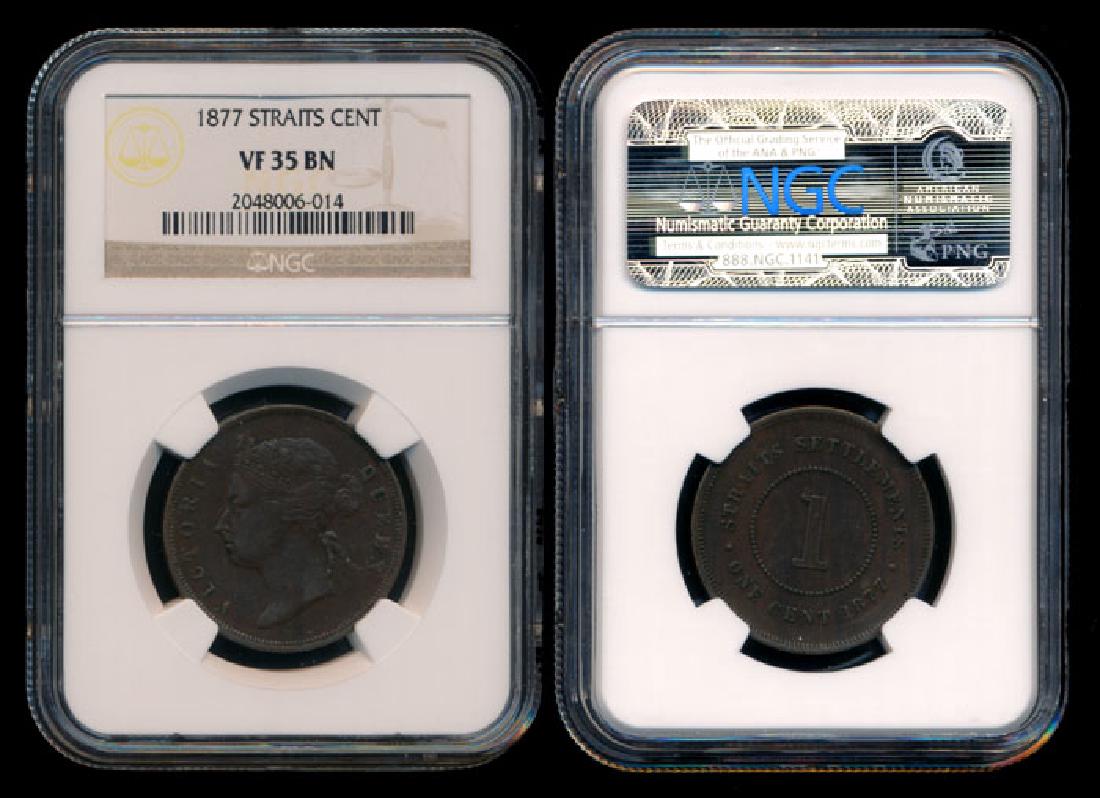 Straits Settlements QV 1c 1877 NGC VF35BN (1 of 1)