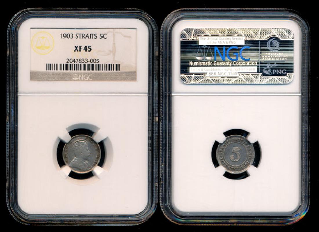 Straits Settlements KEVII 5c 1903 NGC XF45 (1 of 1)