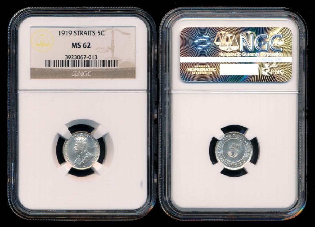 Straits Settlements KGV 5c 1919 NGC MS62 (1 of 1)