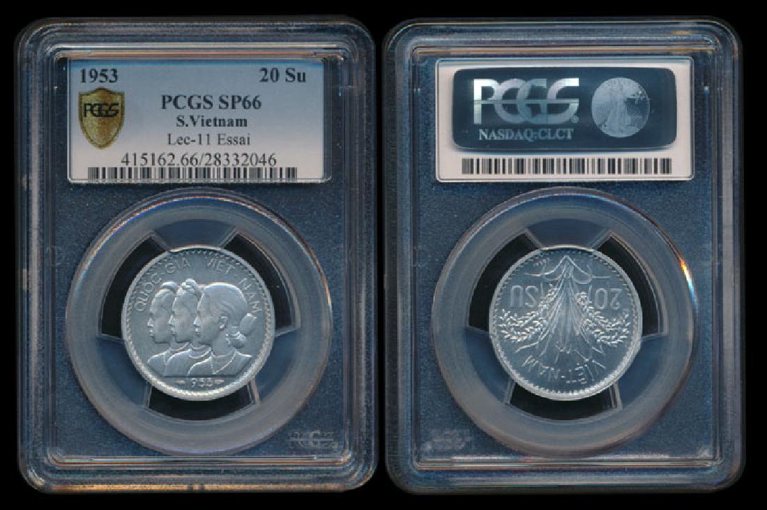 Viet Nam/South 20Su 1953 Essai specimen PCGS: Viet Nam/South 20 Su, (Lec-11), 1953, Essai, specimen, PCGS SP66.
