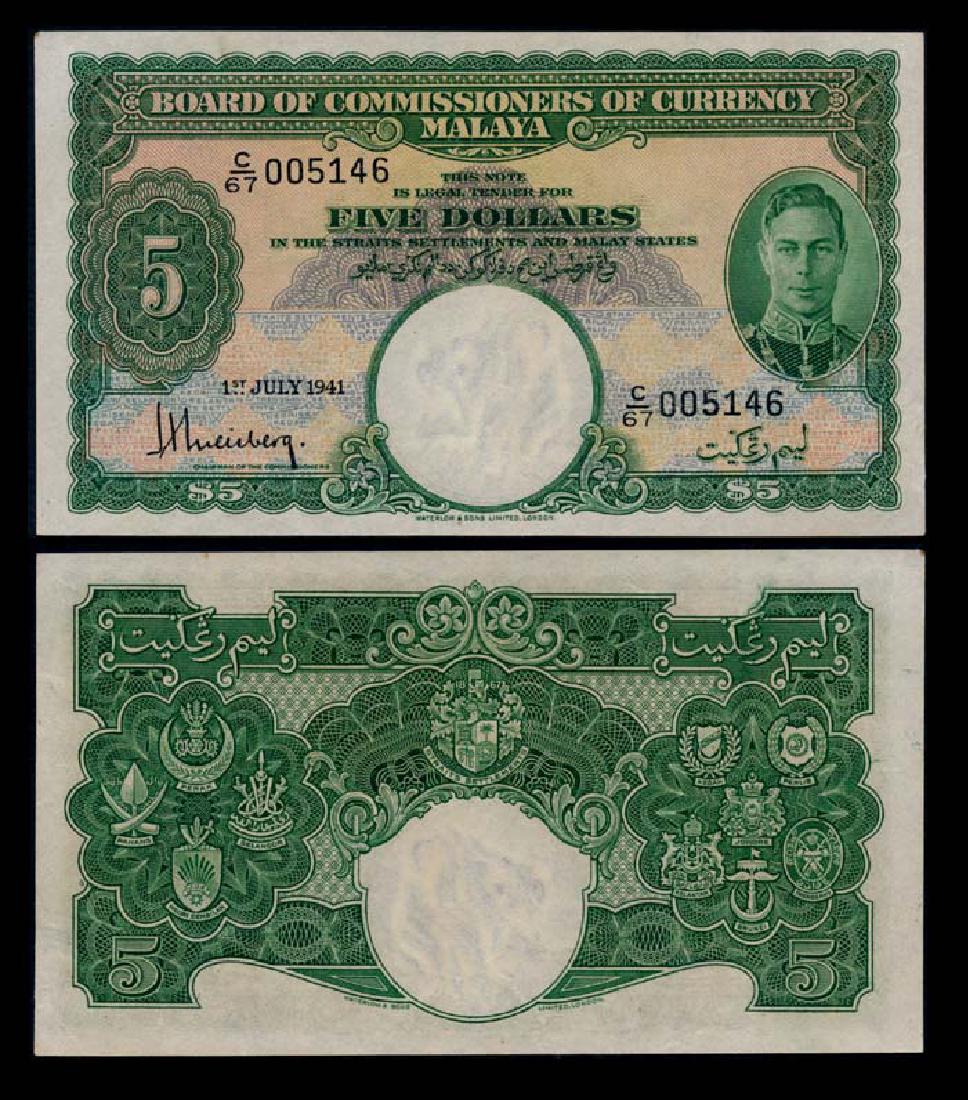 Malaya $5 1941 KGVI EF (1 of 1)
