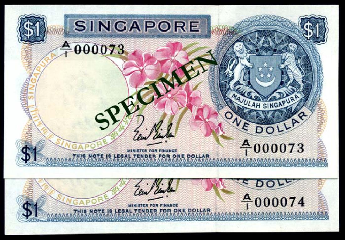 Singapore 2x$1 1967 LKS A/1 000073-074 (1 of 1)