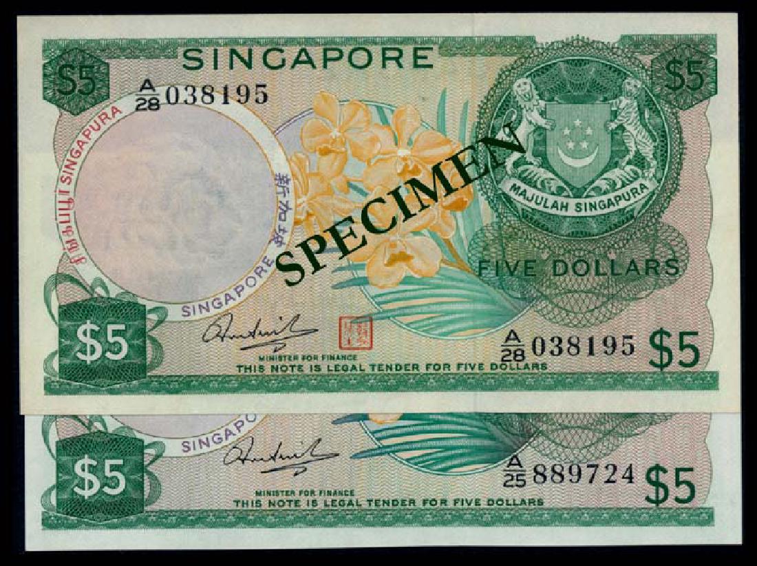 Singapore 2x$5 1972-73 HSS w/o seal w/seal (1 of 1)