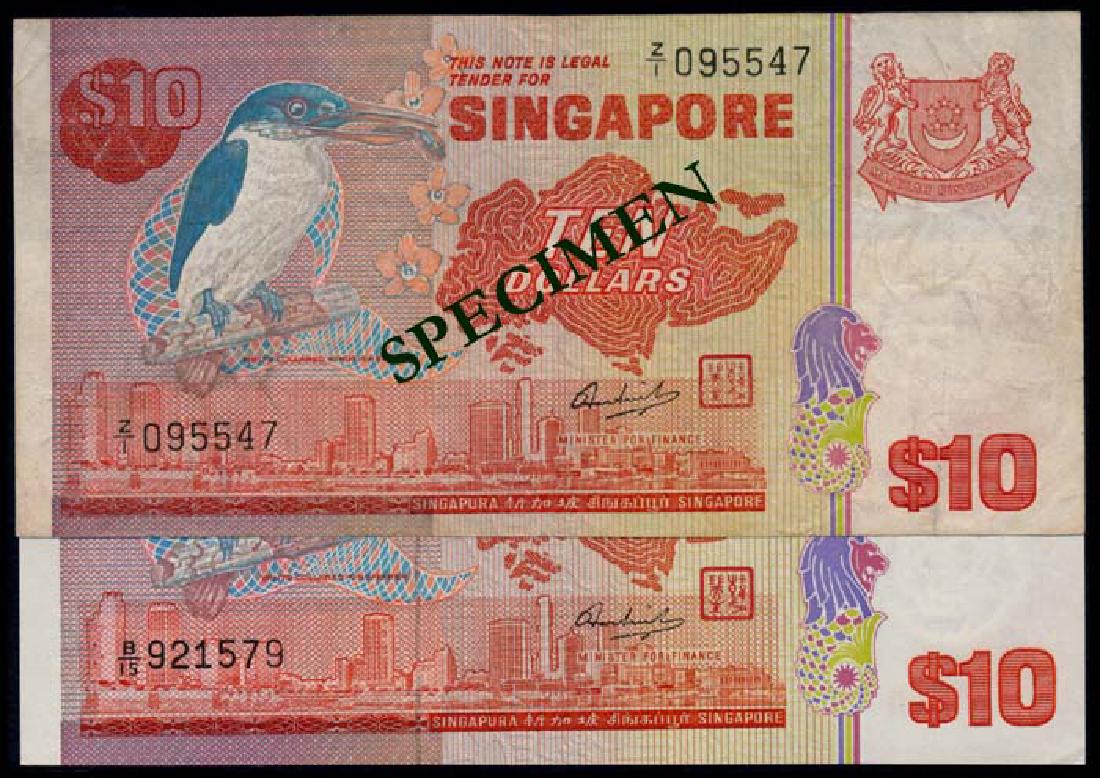 Singapore 2x$10 1976 bird GEF-AU (1 of 1)