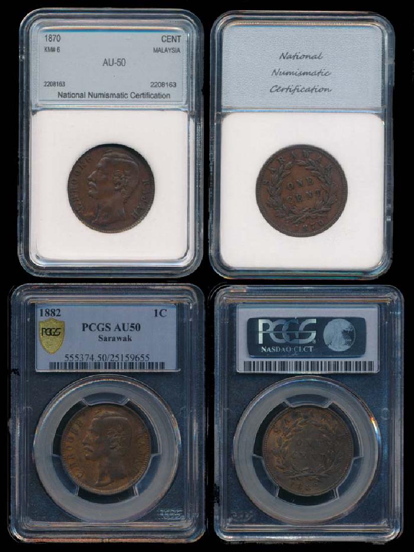 2 Sarawak C Brooke 1c 1870-82 PCGS (1 of 1)