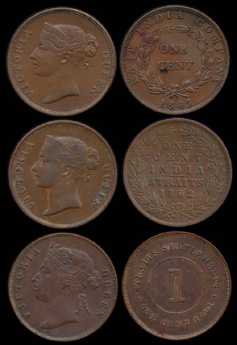 3 Straits Settlements EIC 1c 1845-1901 (1 of 1)