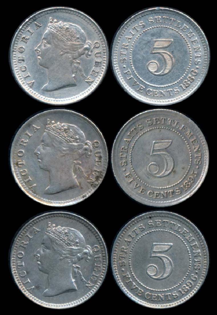3 Straits Settlements QV 5c 1886-96  EF (1 of 1)
