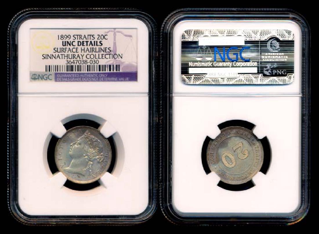Straits Settlements QV 20c 1899 NGC UNC Det (1 of 1)