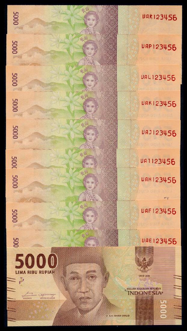Indonesia 10x5000 Rupiah 2016 all 123456 (1 of 1)