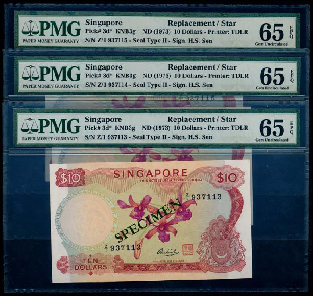 Singapore 3x$10 1973 HSS w/seal replacements (1 of 1)