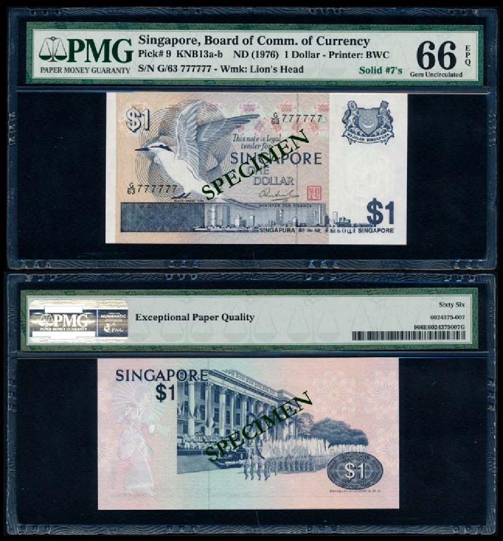 Singapore $1 1976 bird G/63 777777 PMG (1 of 1)