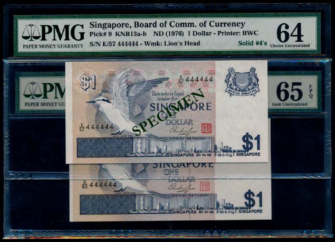Singapore 2x$1 1976 bird E/57 G/63 444444 (1 of 1)