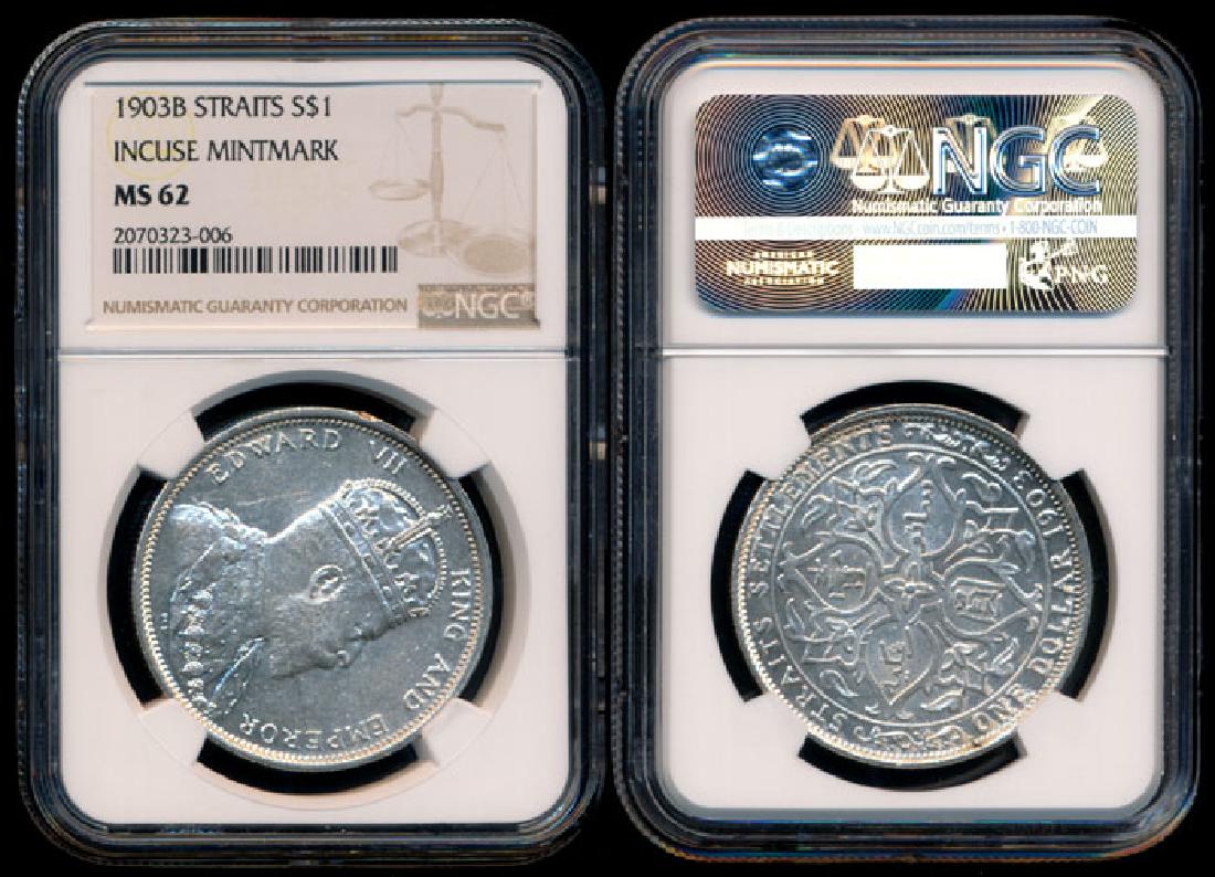 Straits Settlements KEVII $1 1903B incuse B (1 of 1)