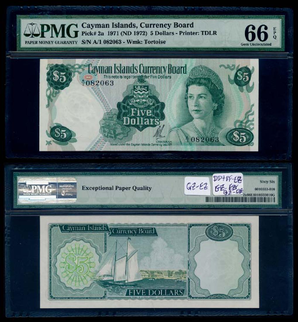 Cayman Islands $5 1972 QEII PMG Gem UNC66EPQ (1 of 1)
