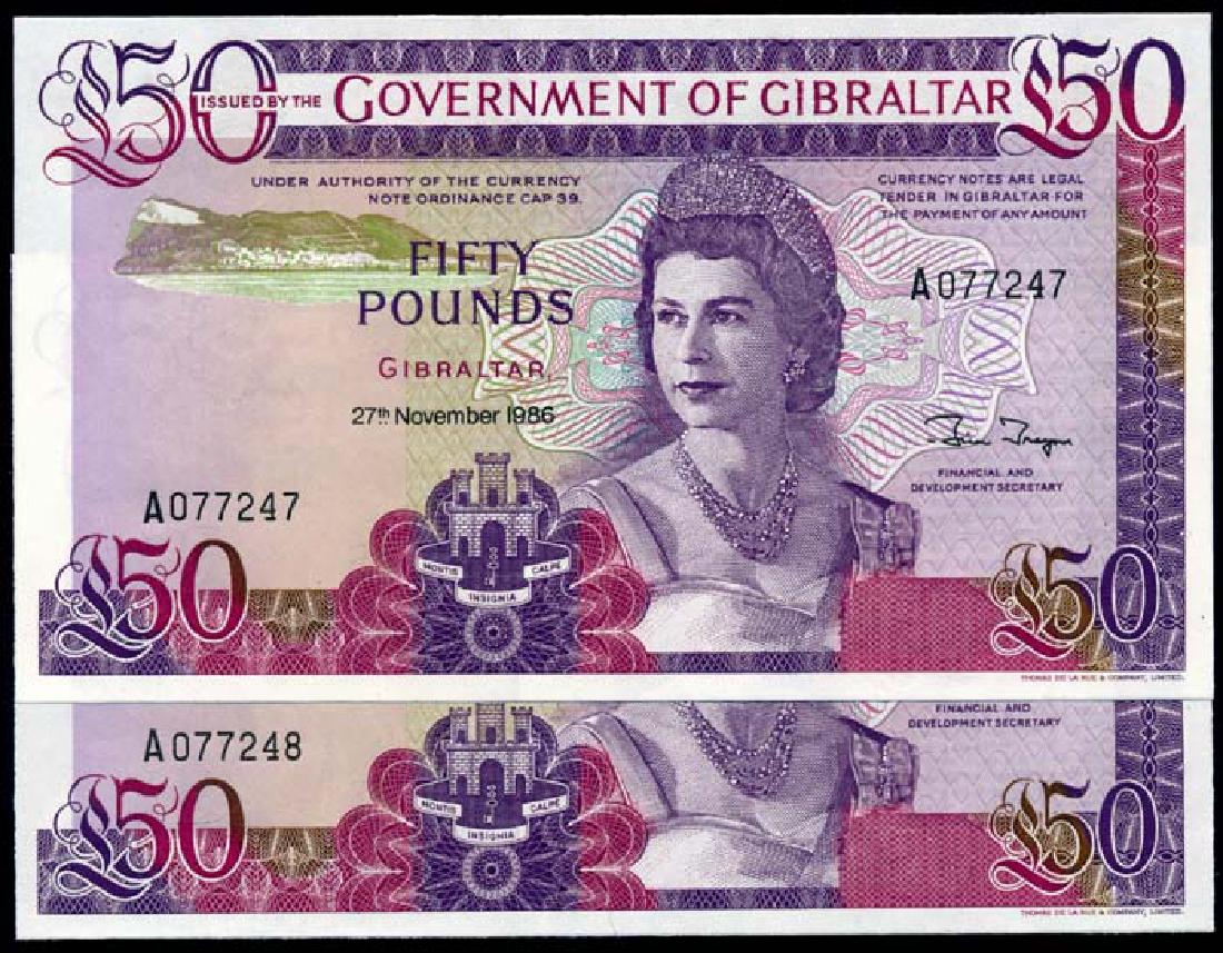 Gibraltar 2x50 Pounds 1986 QEII (1 of 1)