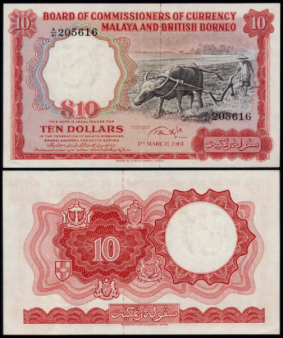 Malaya Br Borneo $10 1961 buffalo small A EF (1 of 1)