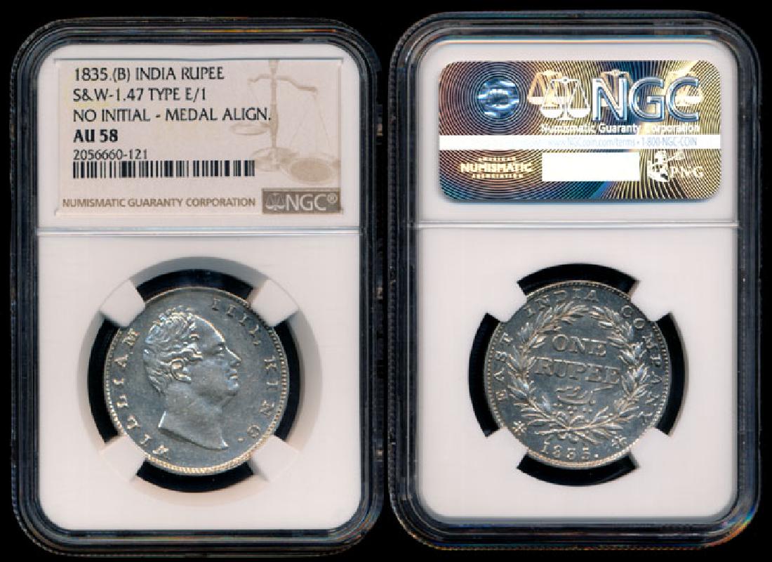 India EIC Rupee 1835(B) NGC AU58 (1 of 1)