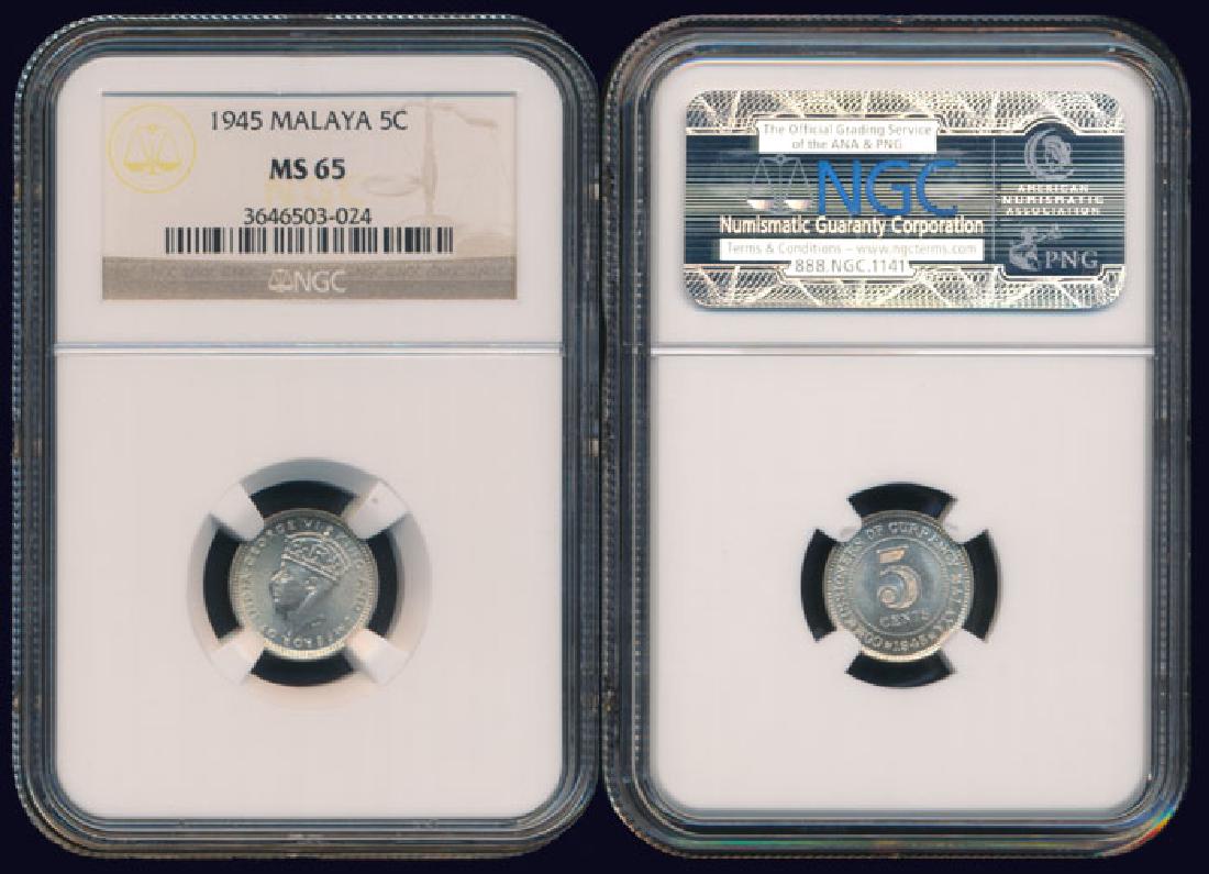 Malaya KGVI 5c 1945, NGC MS65. (1 of 1)