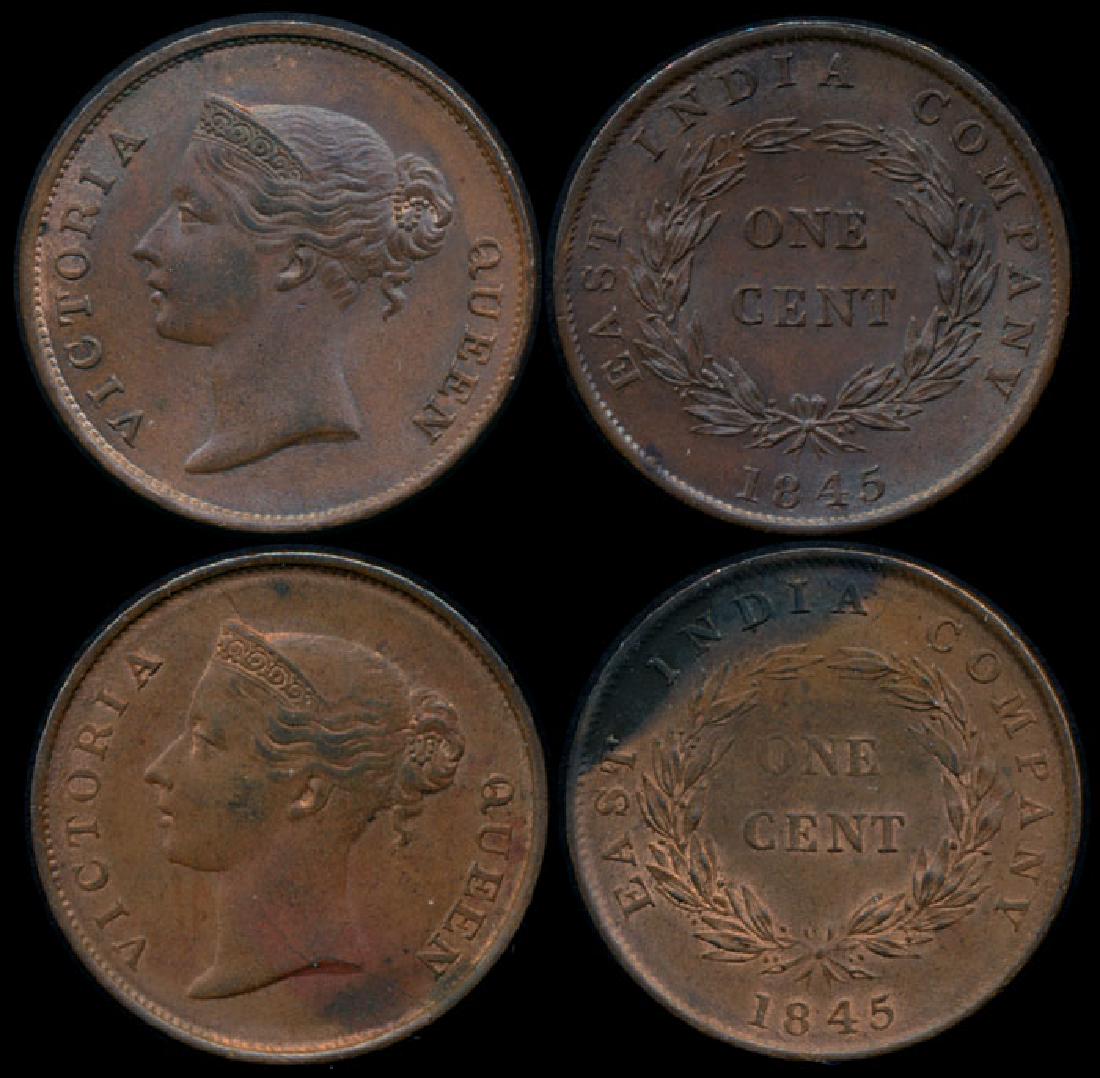 Straits Settlements EIC 2x1c 1845 VF-EF (1 of 1)