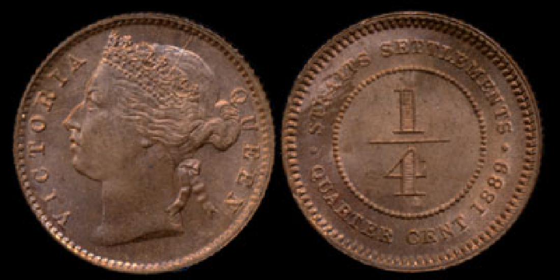 Straits Settlements QV 1/4c 1889 AU-UNC (1 of 1)
