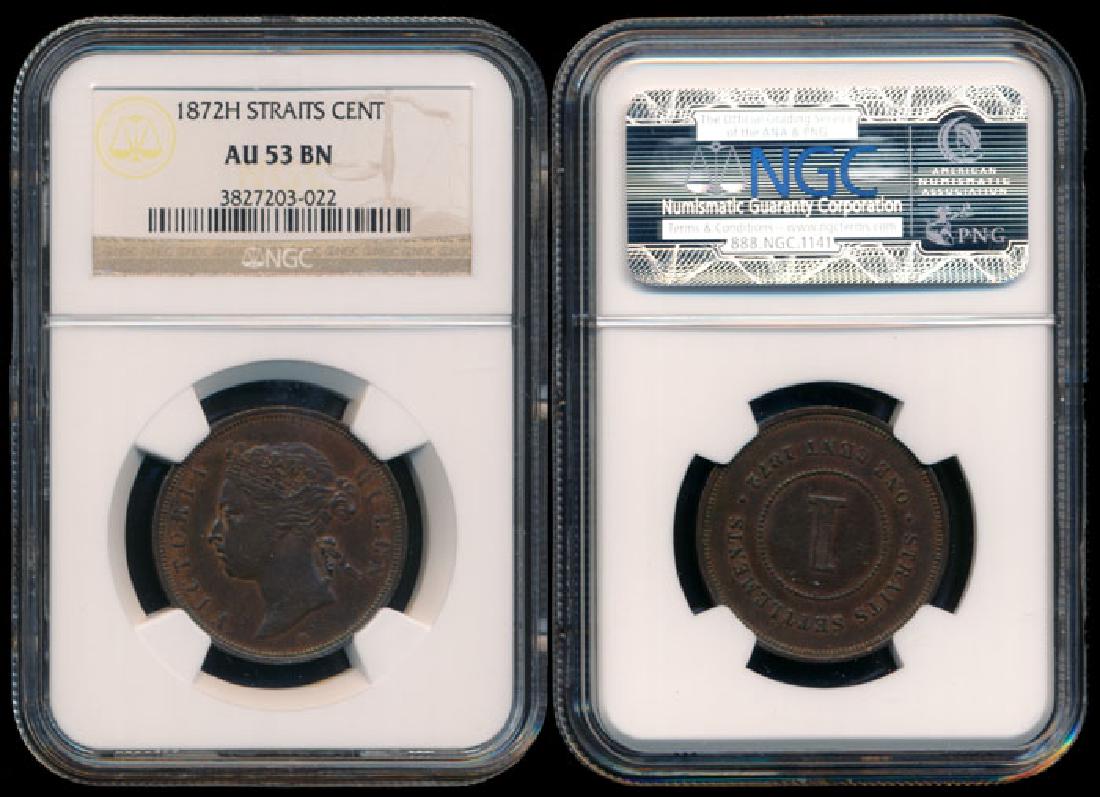 Straits Settlements QV 1c 1872H NGC AU53BN (1 of 1)