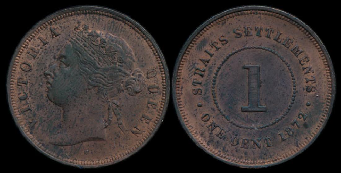 Straits Settlements QV 1c 1872H EF (1 of 1)