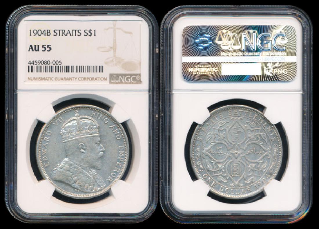 Straits Settlements KEVII $1 1904B NGC AU55 (1 of 1)