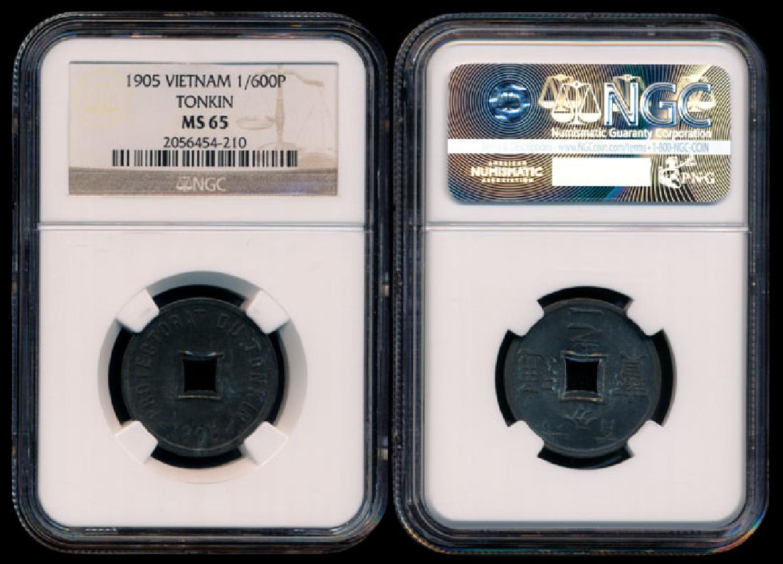 Viet Nam/Tonkin 1/600 Piastre 1905(a) NGC: Viet Nam/Tonkin 1/600 Piastre, (KM.1), 1905(a), NGC MS65.