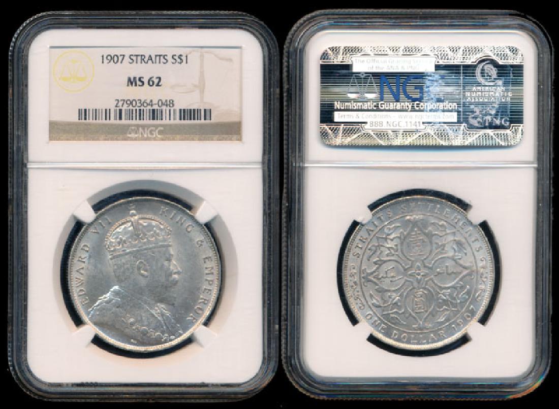 Straits Settlements KEVII $1 1907 NGC MS62 (1 of 1)