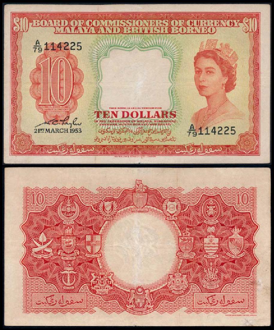 Malaya Br Borneo $10 1953 QEII AVF (1 of 1)