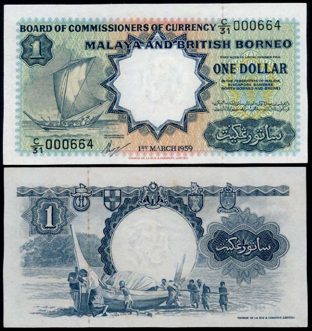 Malaya Br Borneo $1 1959 sailing boat VF (1 of 1)