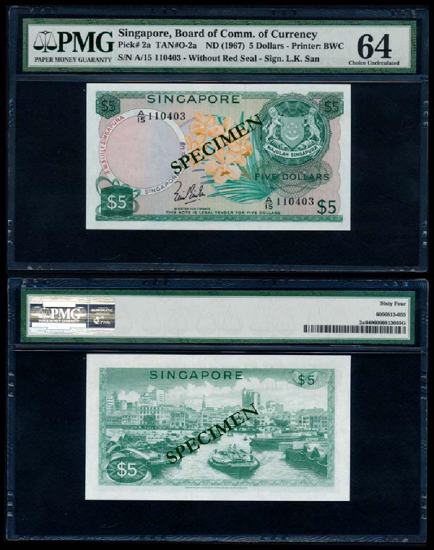 Singapore $5 1967 LKS PMG Choice UNC64 (1 of 1)