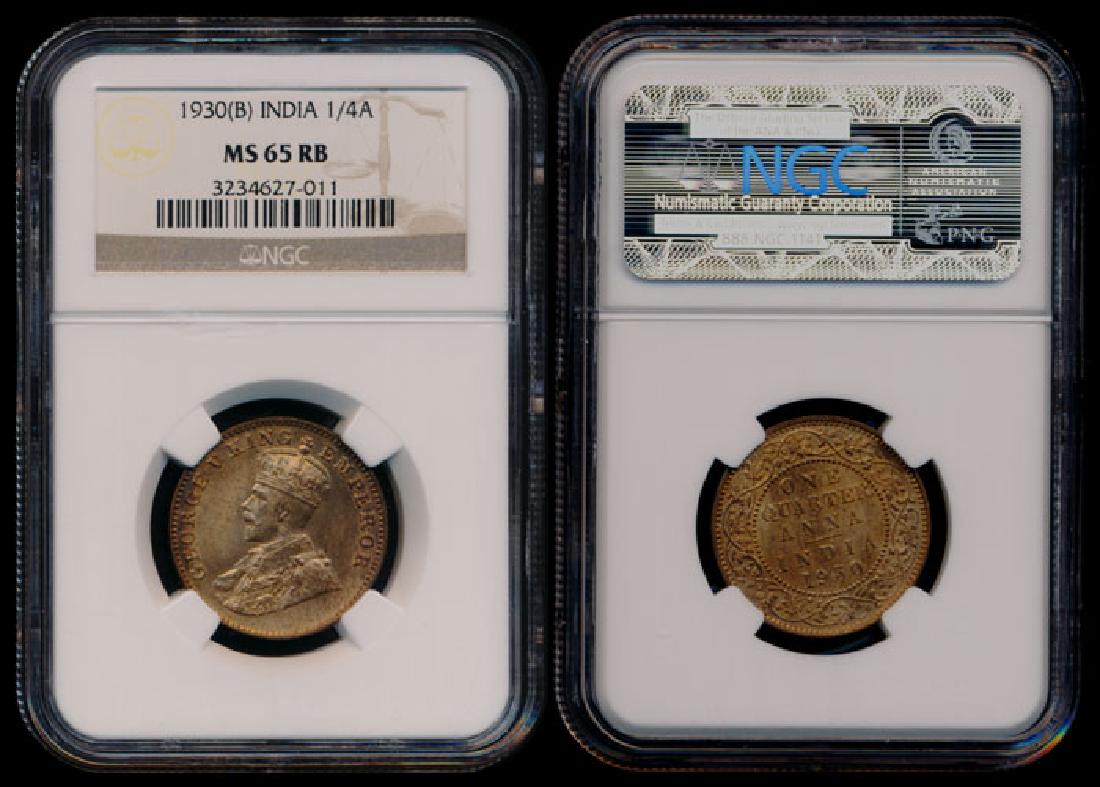 India British India KGV 1/4 Anna 1930(B) NGC (1 of 1)