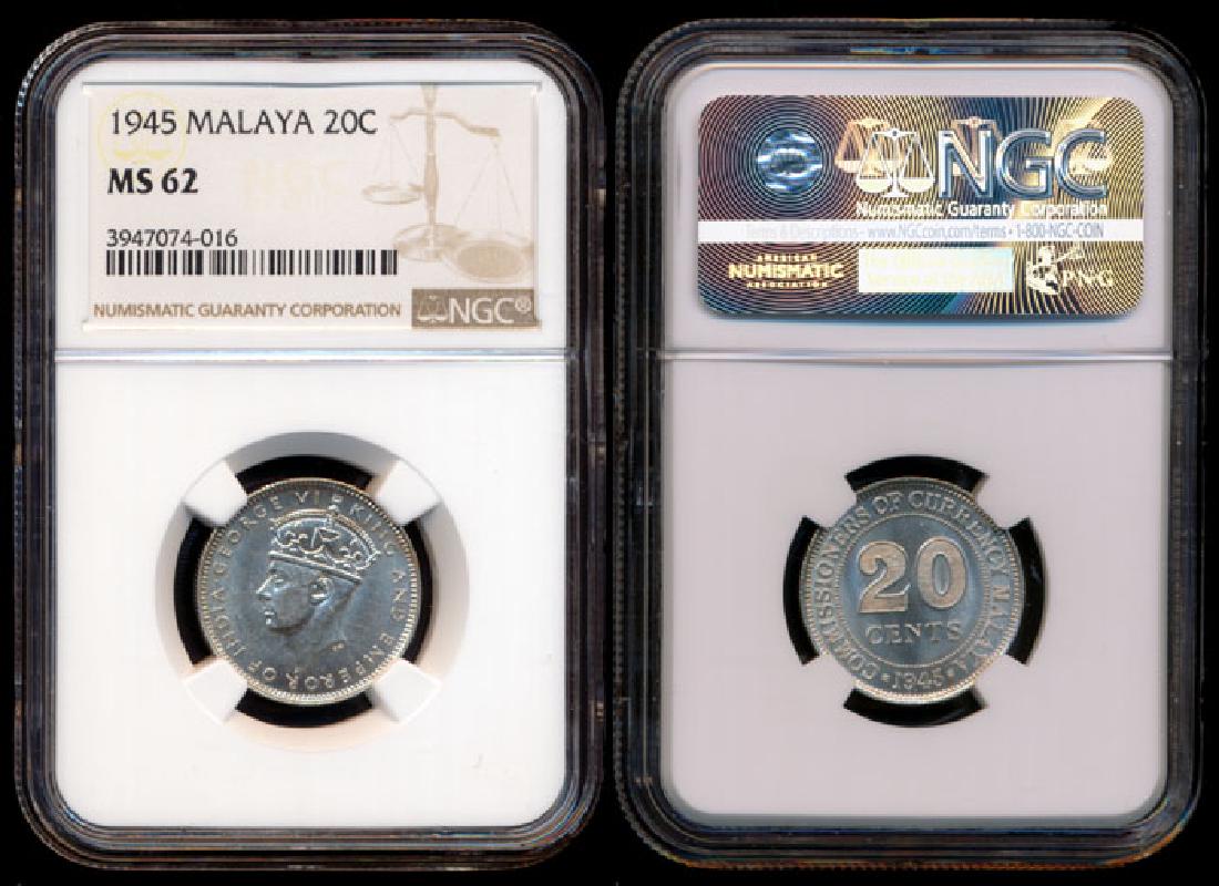 Malaya KGVI 20c 1945 NGC MS62 (1 of 1)