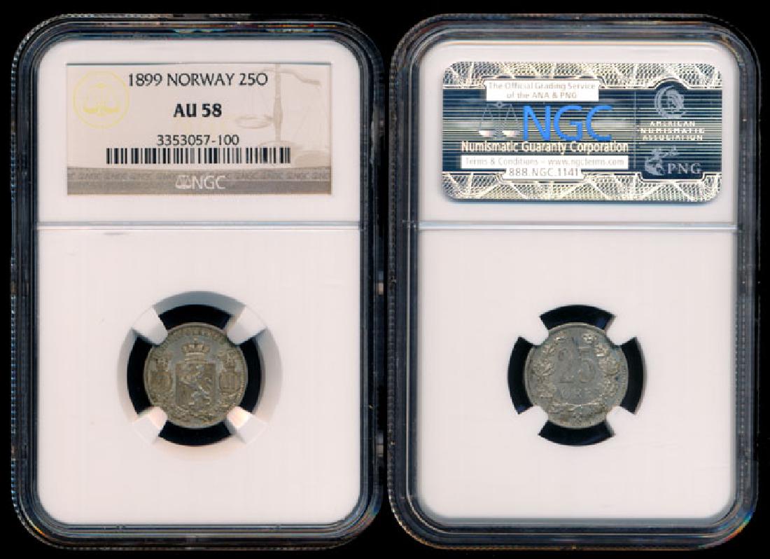 Norway 25 Ore 1899 NGC AU58 (1 of 1)