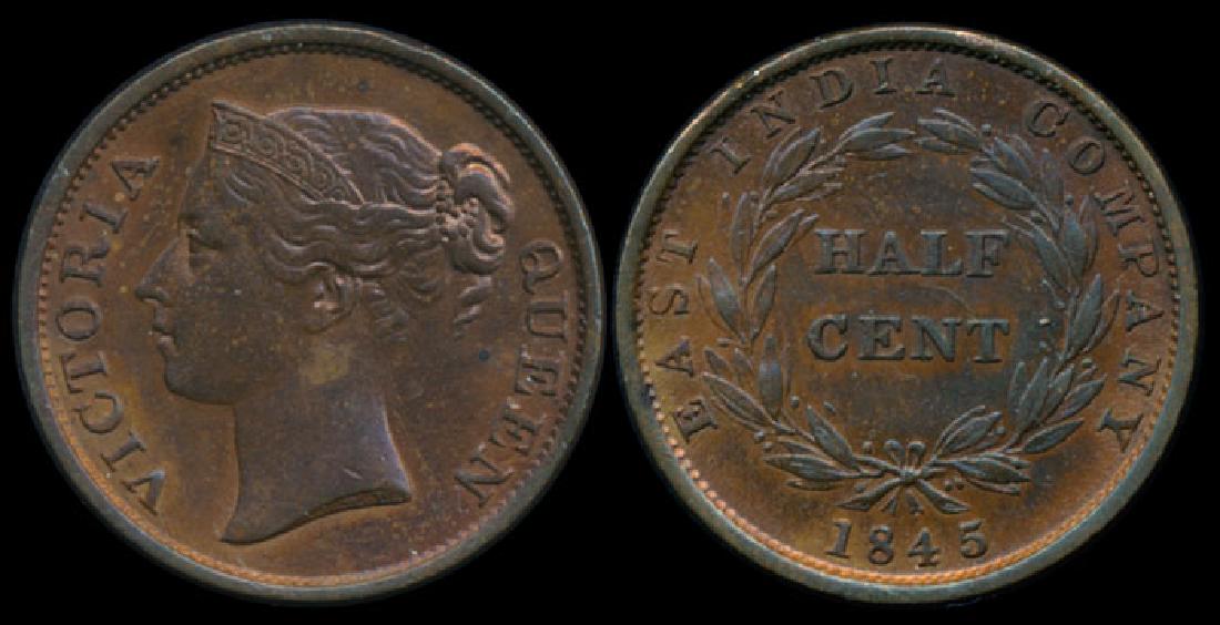 Straits Settlements EIC 1/2c 1845WW AU-UNC (1 of 1)