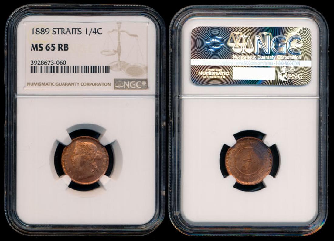 Straits Settlements QV 1/4c 1889 NGC MS65RB (1 of 1)