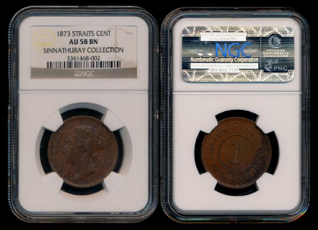 Straits Settlements QV 1c 1873 NGC AU58BN (1 of 1)