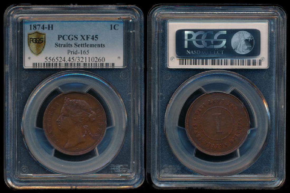 Straits Settlements QV 1c 1874H PCGS XF45 (1 of 1)