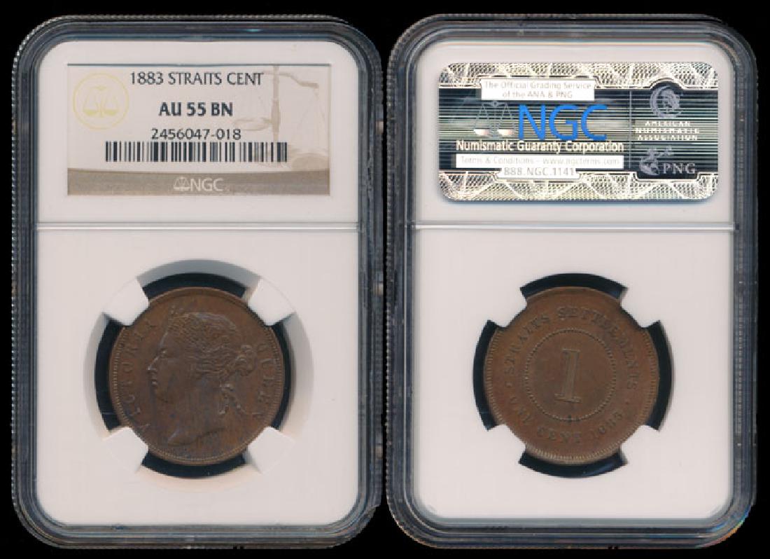 Straits Settlements QV 1c 1883 NGC AU55BN (1 of 1)