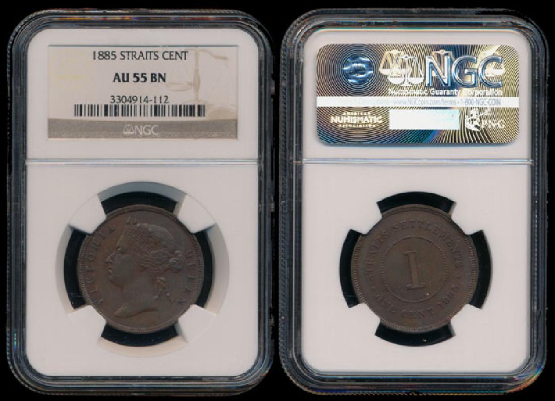 Straits Settlements QV 1c 1885 NGC AU55BN (1 of 1)