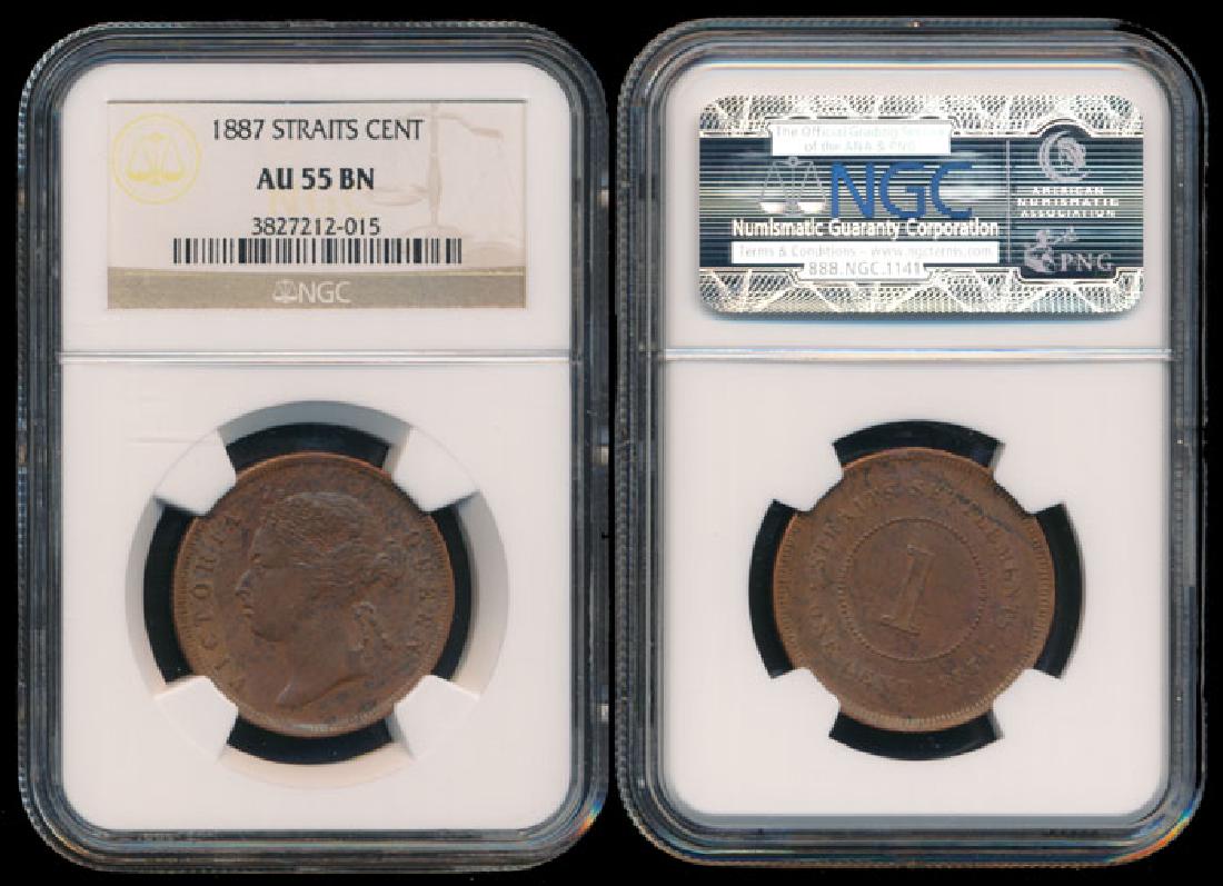 Straits Settlements QV 1c 1887 NGC AU55BN (1 of 1)