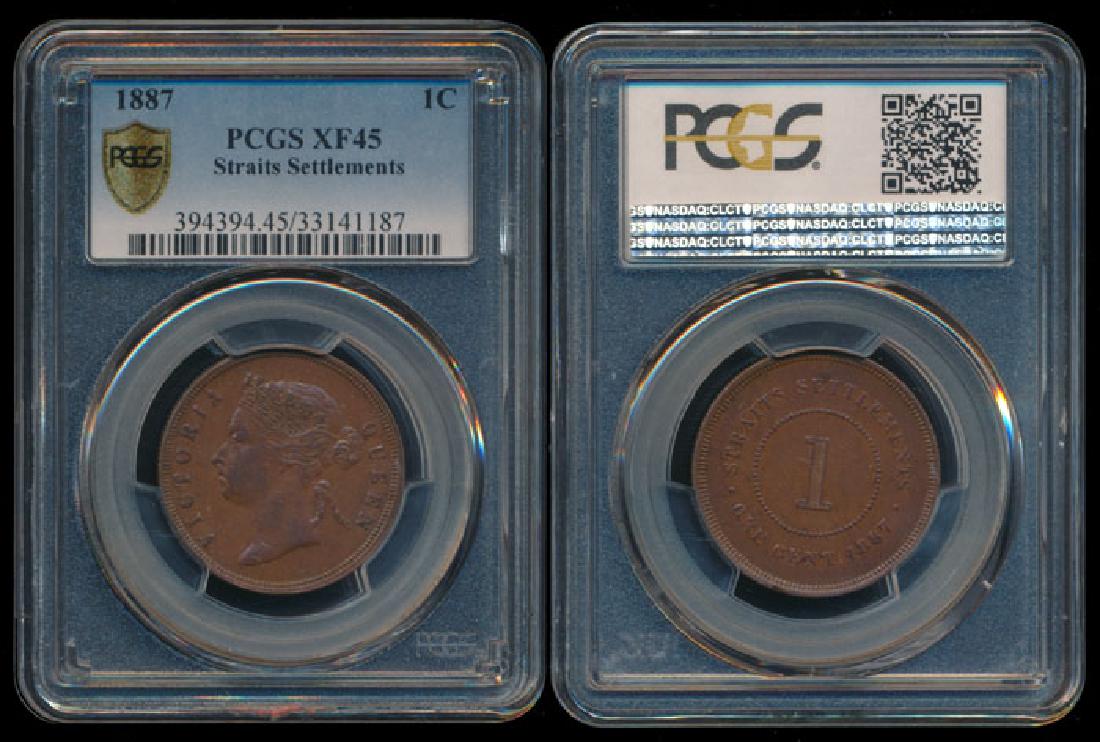 Straits Settlements QV 1c 1887 PCGS XF45 (1 of 1)