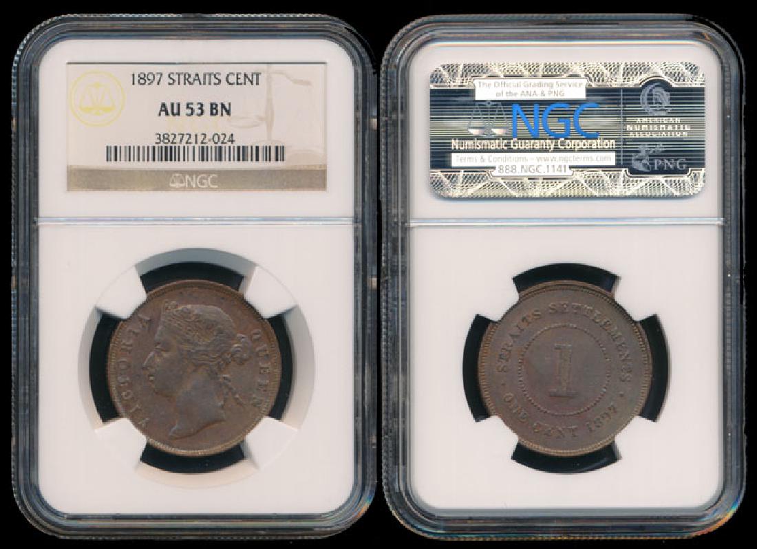 Straits Settlements QV 1c 1897 NGC AU53BN (1 of 1)