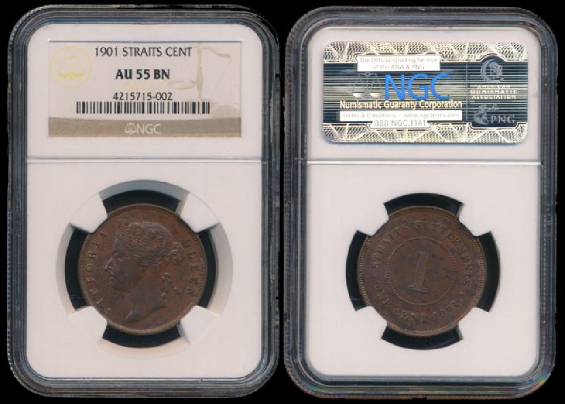 Straits Settlements QV 1c 1901 NGC AU55BN (1 of 1)