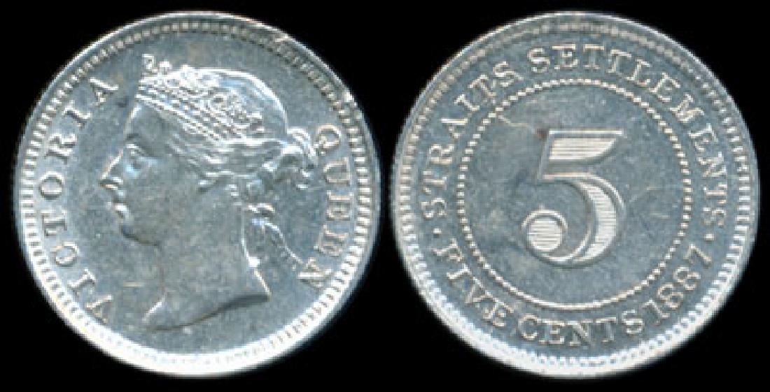 Straits Settlements QV 5c 1887 AU-UNC (1 of 1)