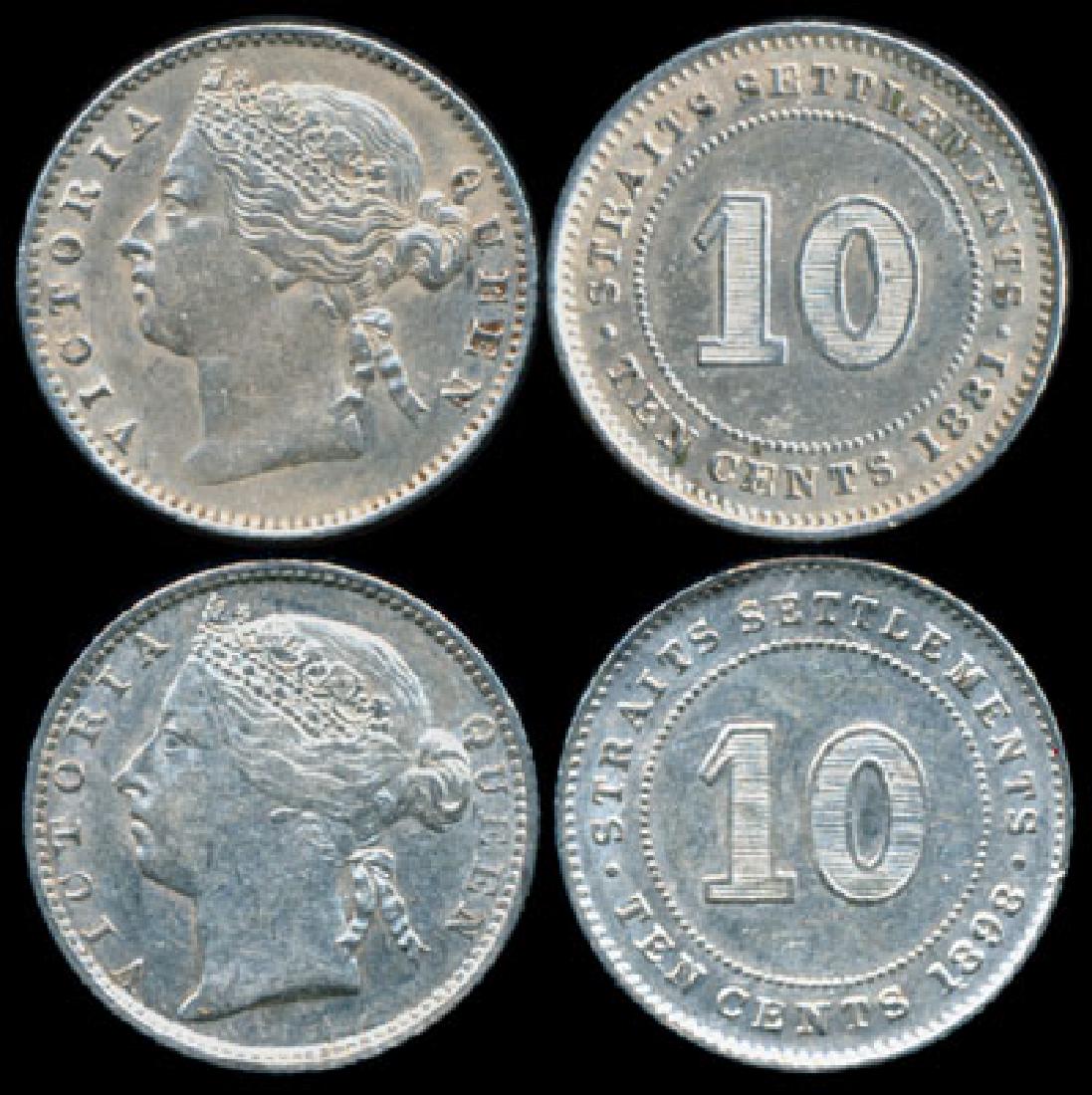 Straits Settlements QV 2x10c 1881 1898 (1 of 1)
